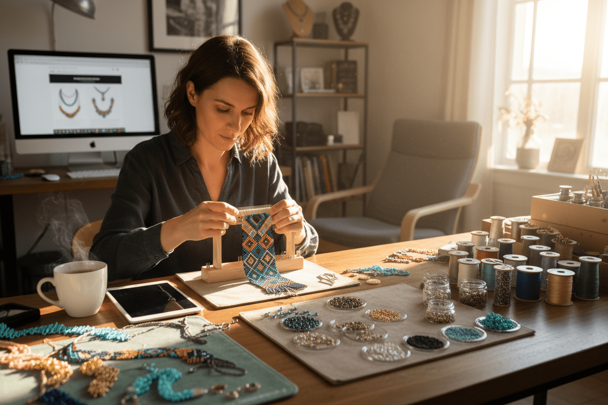 Aretes bordados hecho a mano coquette - Ahava joyería artesanal