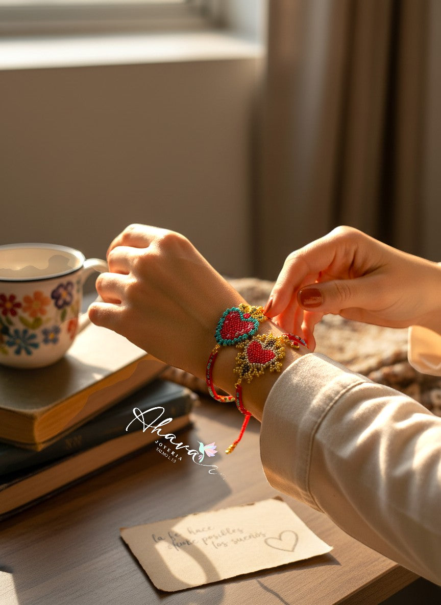 Pulseras corazones mexicanos artesanales