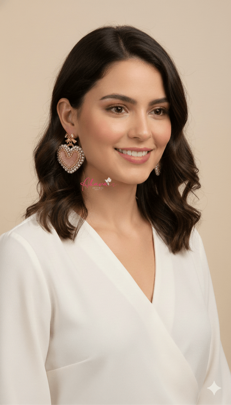 Aretes bordados hecho a mano coquette - Ahava joyería artesanal