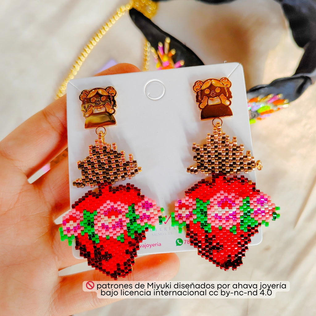 Aretes corazón artesanal - Ahava joyería artesanal