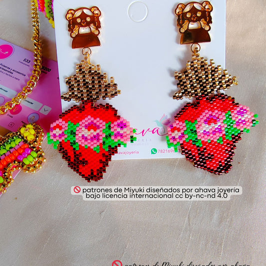 Aretes corazón artesanal - Ahava joyería artesanal