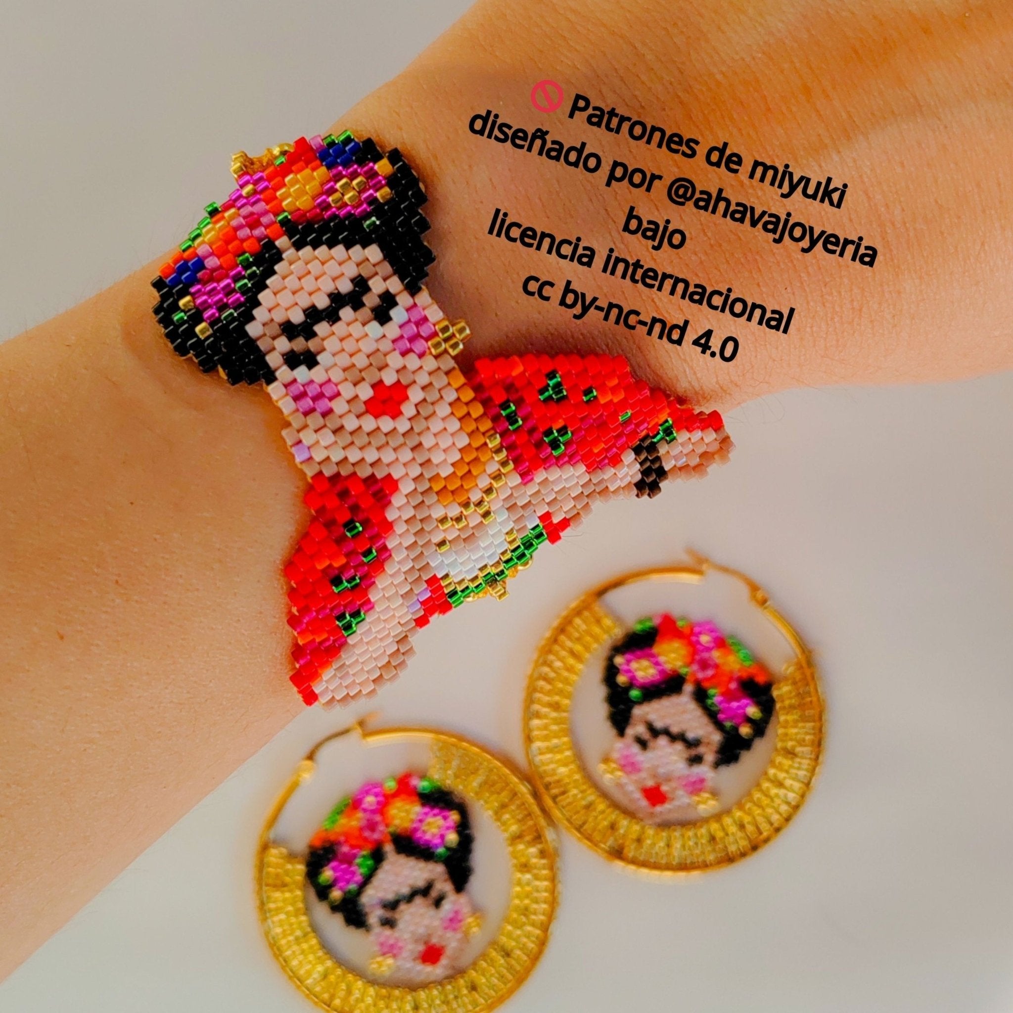 Brazalete artesanal Frida Kahlo - Ahava joyería artesanal