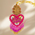 Collar artesanal bordado corazón mexicano - Ahava joyería artesanal