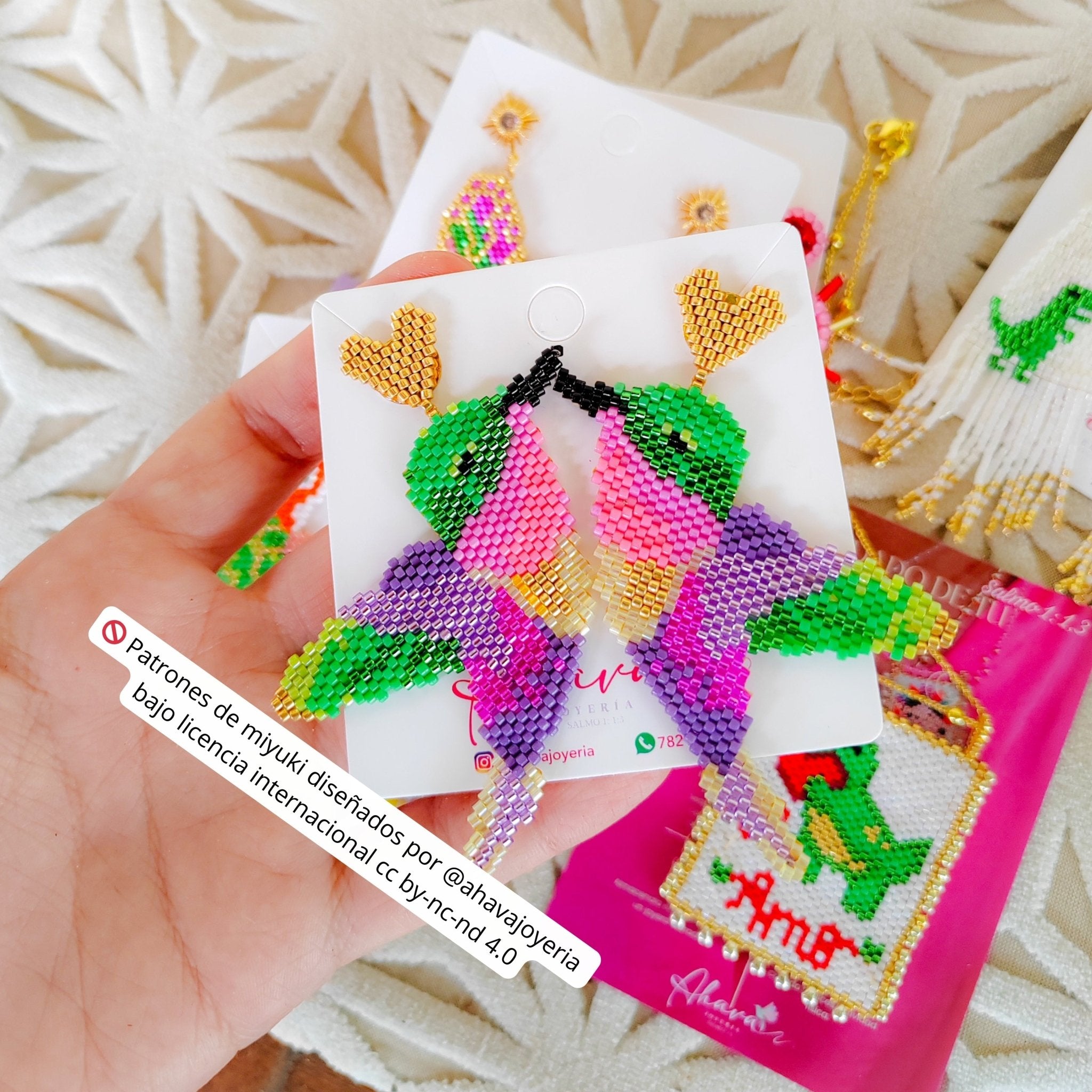 Collar y aretes colibrí mensajero - Ahava joyería artesanal