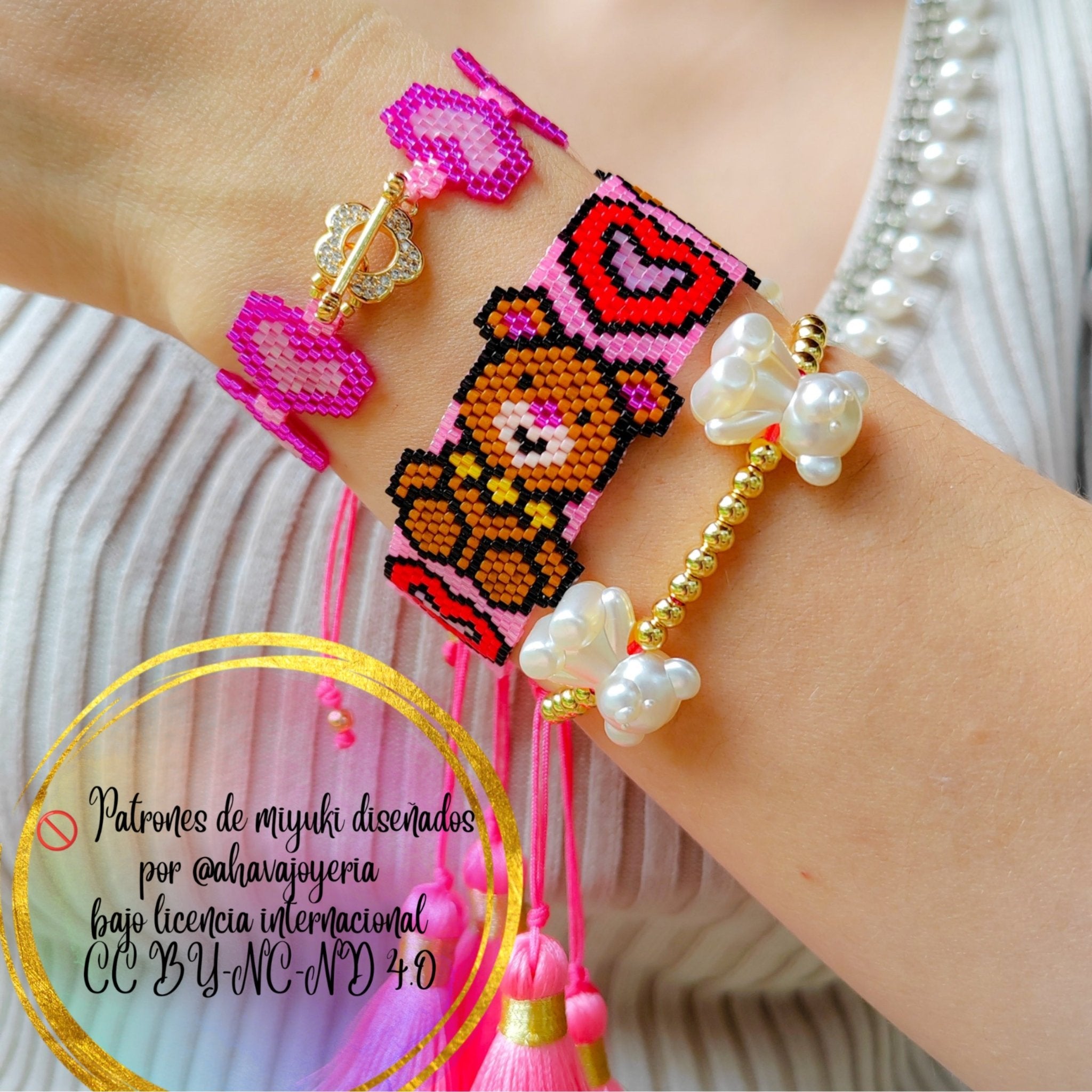 Dúo pulseras teddy - Ahava joyería artesanal