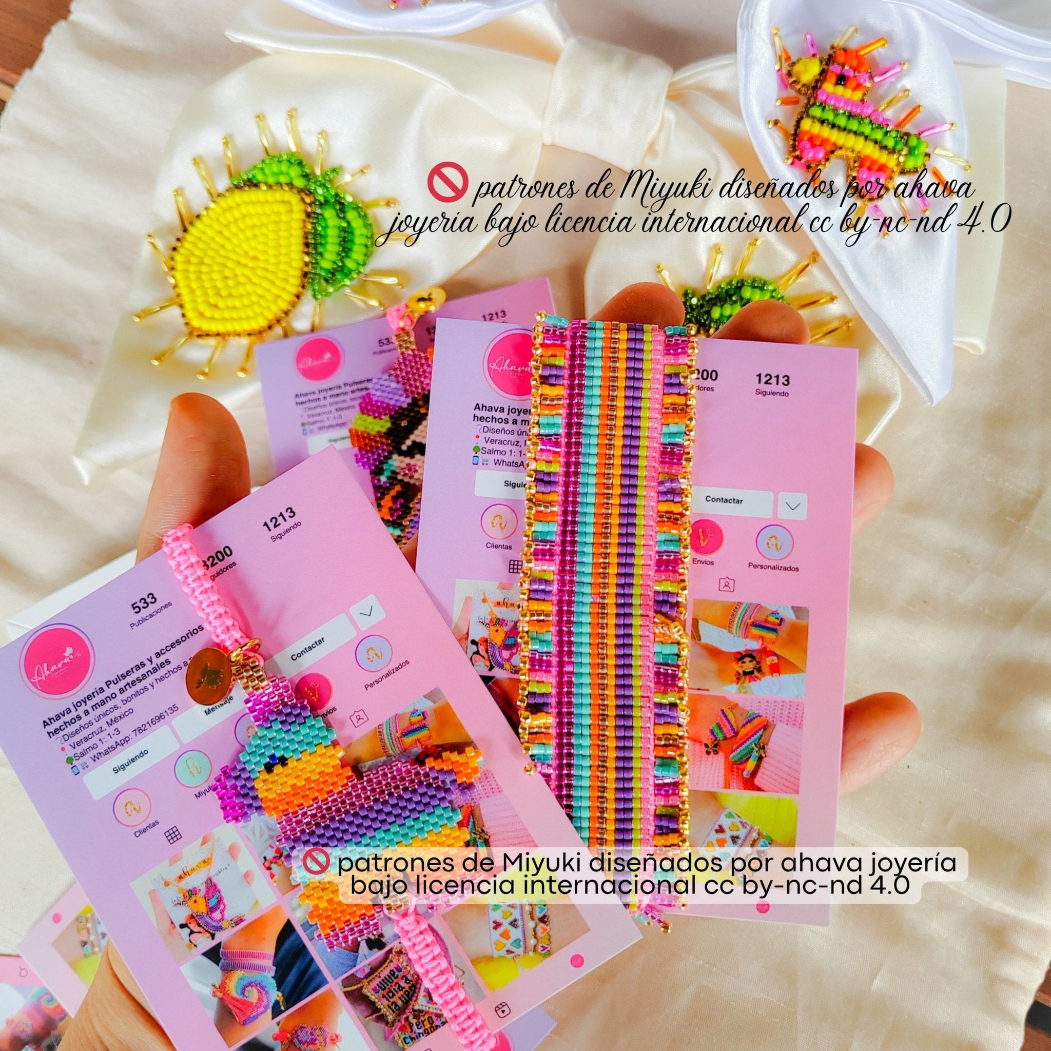 Pulseras tejidas piñata - Ahava joyería artesanal