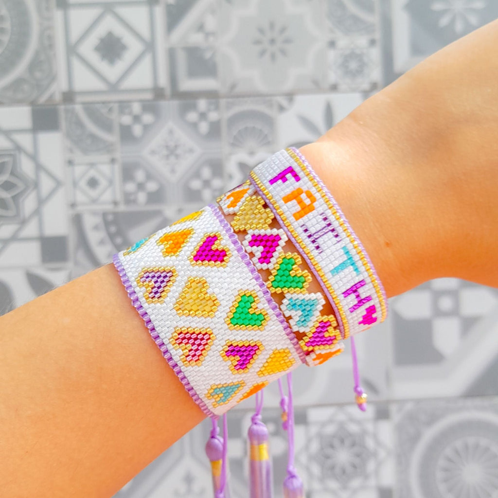 Sets de pulseras tejidas Orly - Ahava joyería artesanal